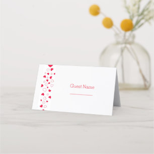 Red Hearts Valentines Day Wedding Place Card