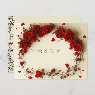 Red Hearts Valentine's Day Wedding RSVP Card