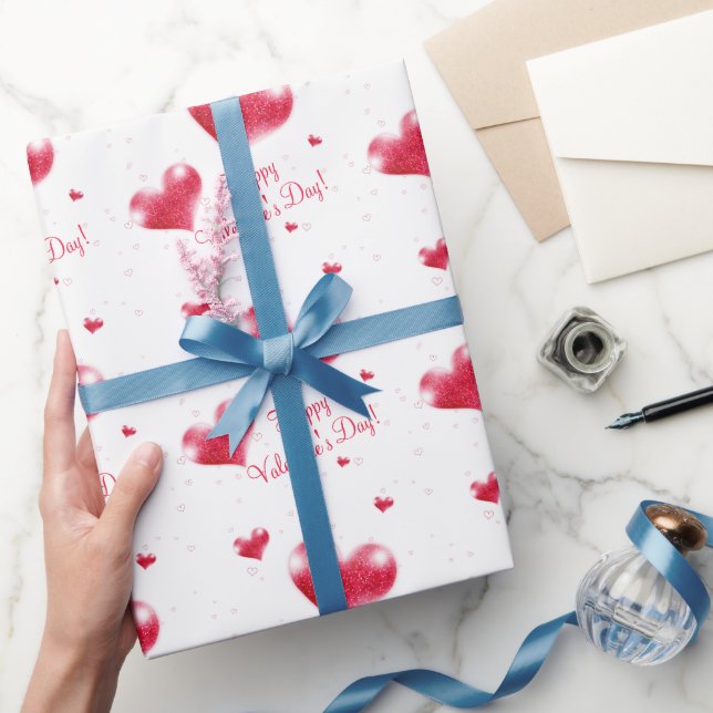 Red Hearts Valentine's Day Wrapping Paper (Gifting)