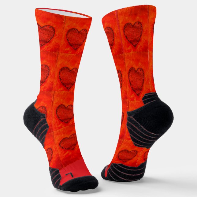 Red hearts Valentine's socks (Angled)