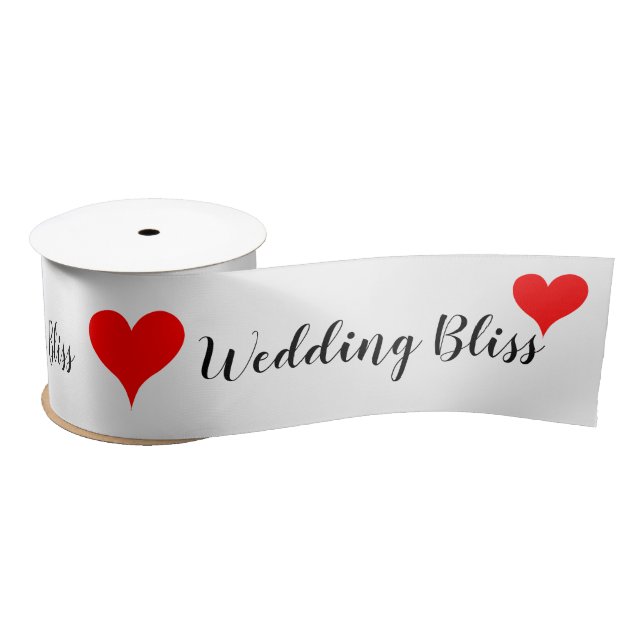 Red Hearts Wedding Bliss 3 INCH Satin Ribbon (Spool)