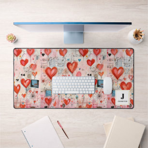Red Hearts Whimsical Love Motif Monogramme