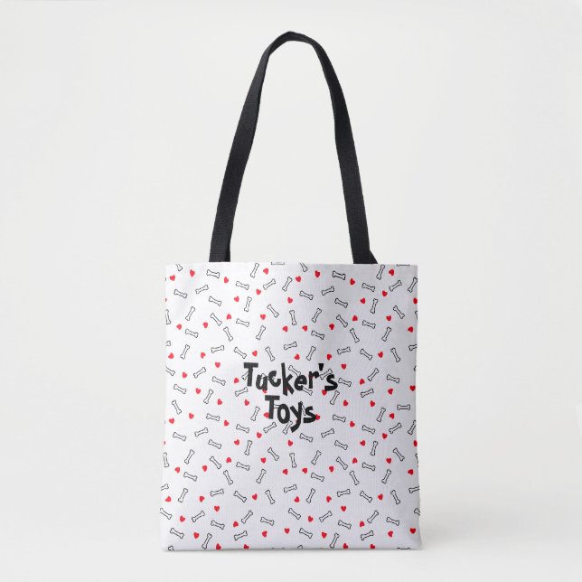 Red Hearts White Bones Tote Bag (Front)
