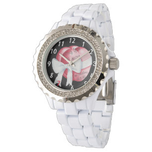 red hearts with white bow original wedding watch