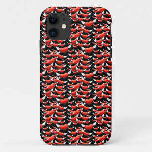 Red Hearts with Wings on Black iPhone 11 Case