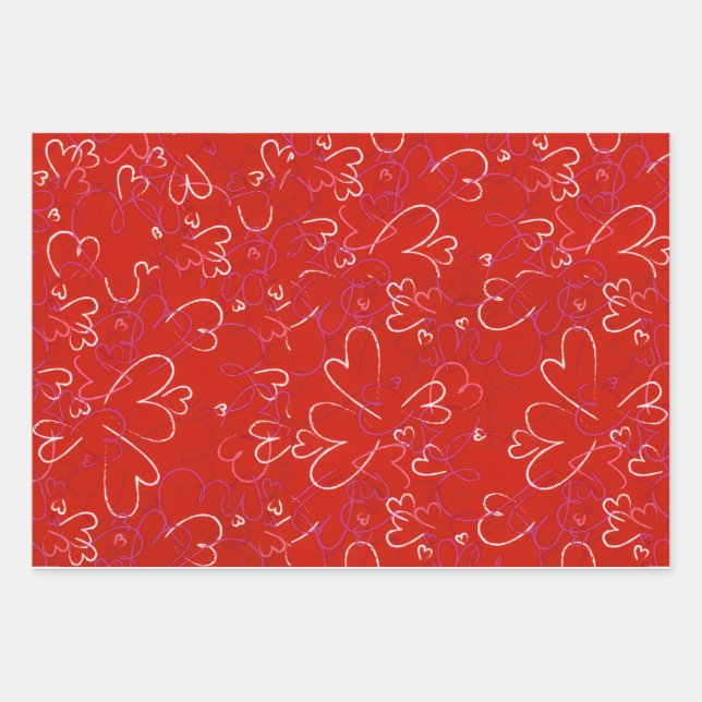 Red Hearts Wrapping Paper  (Front)