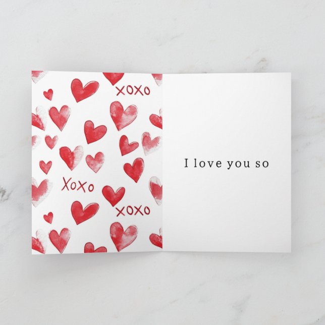 Red Hearts XOXO Love Card (Inside)