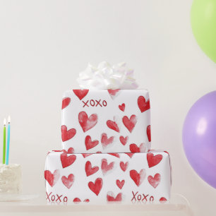 Red Hearts XOXO Valentine's Day Wrapping Paper