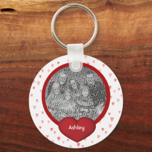 Red Hearts Your Photo Personalized Keychain