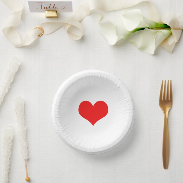 Red Heat Weddings Birthdays Baby Shower White 2022 Paper Plate (Wedding)
