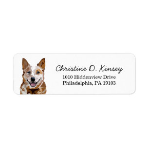 Red Heeler Cattle Dog Adresse de retour Label