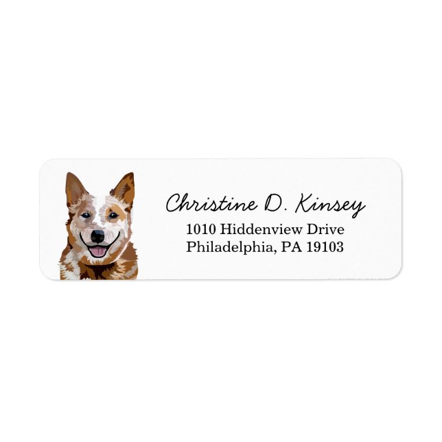 Red Heeler Cattle Dog Adresse de retour Label (Devant)