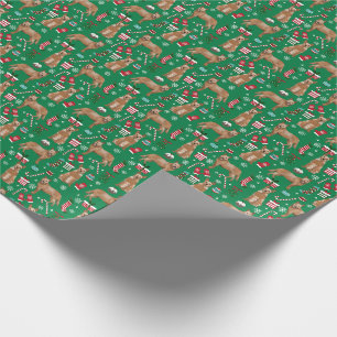 Red Heeler Cattle Dog Christmas Candy Canes Green Wrapping Paper