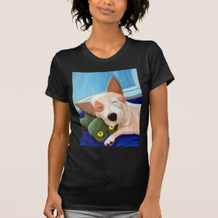 Red Heeler Cuddling Frog Painting T-Shirt