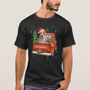 Red Heeler Ride Red Truck Christmas Australian Cat T-Shirt