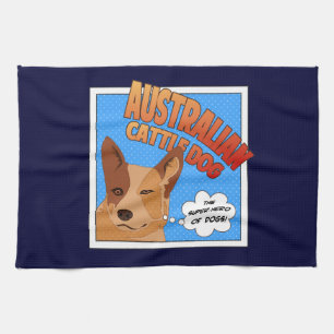 Red Heeler Super Hero Kitchen Towel