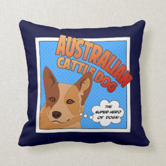 Red Heeler Super Hero Throw Pillow