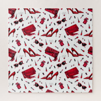 Red heels, fashion accessories pattern. jigsaw puzzle