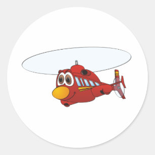 Red Helicopter Cartoon Classic Round Sticker