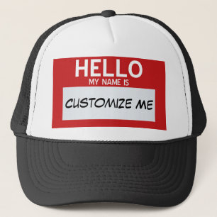 Red Hello My Name Is ... Customizable Trucker Hat