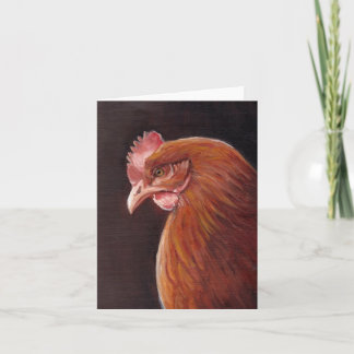 Red Hen Profile Bird Art Note Card