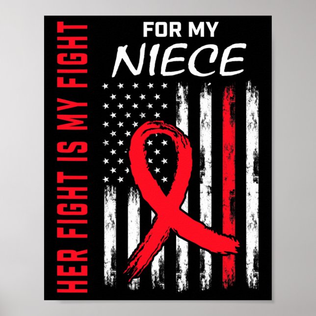 Red Her Fight Niece Heart Disease Awareness Us Fla Poster (Front)