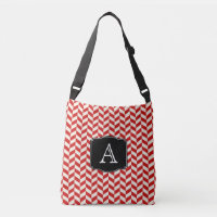 Red Herringbone Chevrons Pattern with Monogram