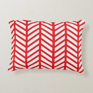 Red Herringbone Decorative Pillow