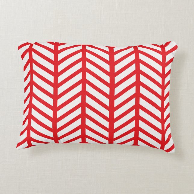 Red Herringbone Decorative Pillow (Back)