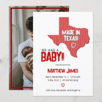 Red Herringbone Made in Texas Photo Baby