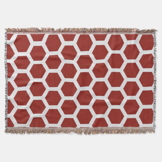 Red Hexalink Minimalist Geometric Seamless Pattern Throw Blanket (Front)