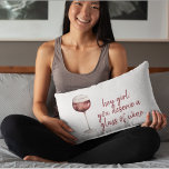 Red Hey Girl You Deserve A Glass Of Wine Quote  Accent Pillow<br><div class="desc">Red Hey Girl You Deserve A Glass Of Wine Quote</div>