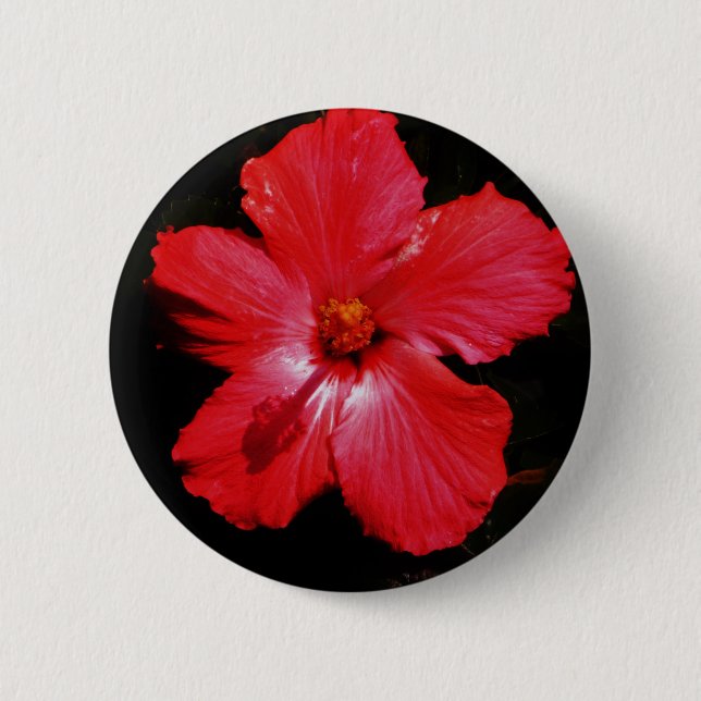 Red Hibiscus 2 Inch Round Button (Front)