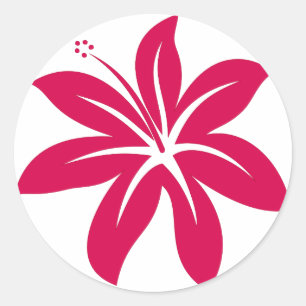 Red Hibiscus Classic Round Sticker