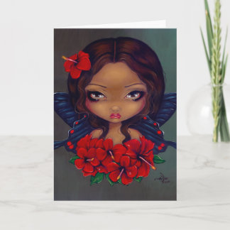 "Red Hibiscus Fairy" Greeting Card