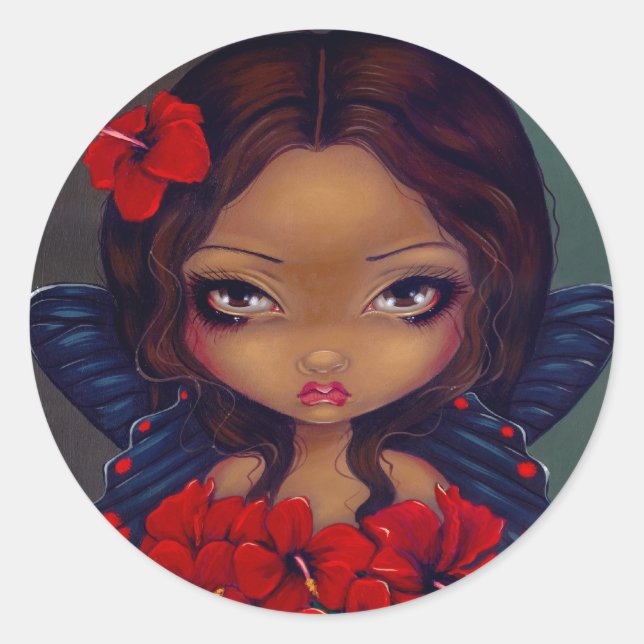 "Red Hibiscus Fairy" Sticker (Front)