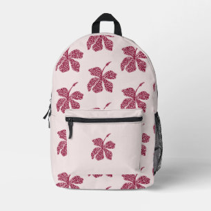 Red Hibiscus Floral Pattern Printed Backpack