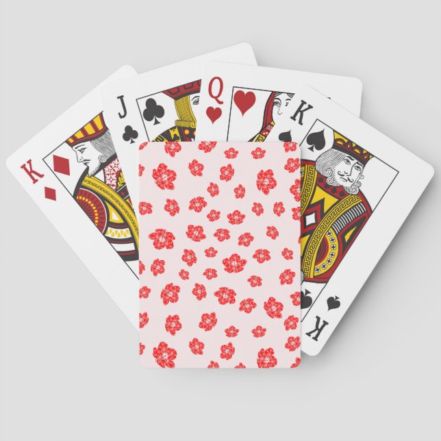 Red Hibiscus Floral Playing Cards (Back)