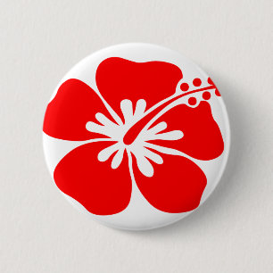 Red hibiscus flower 2 inch round button
