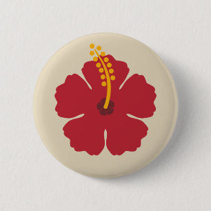 Red Hibiscus Flower 2 Inch Round Button