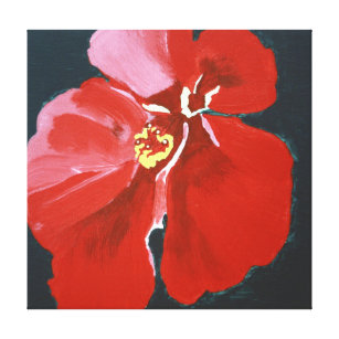 Red Hibiscus Flower Acrylic Painting Canvas Print