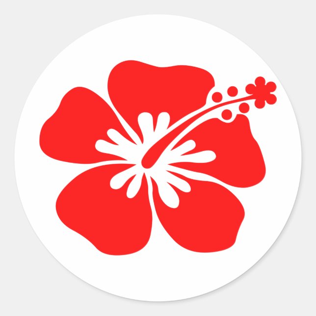 Red hibiscus flower classic round sticker (Front)