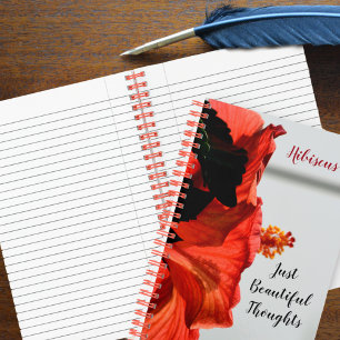 Red Hibiscus Flower Just Beautiful Thoughts Notebook