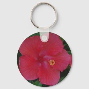 RED HIBISCUS FLOWER KEYCHAIN