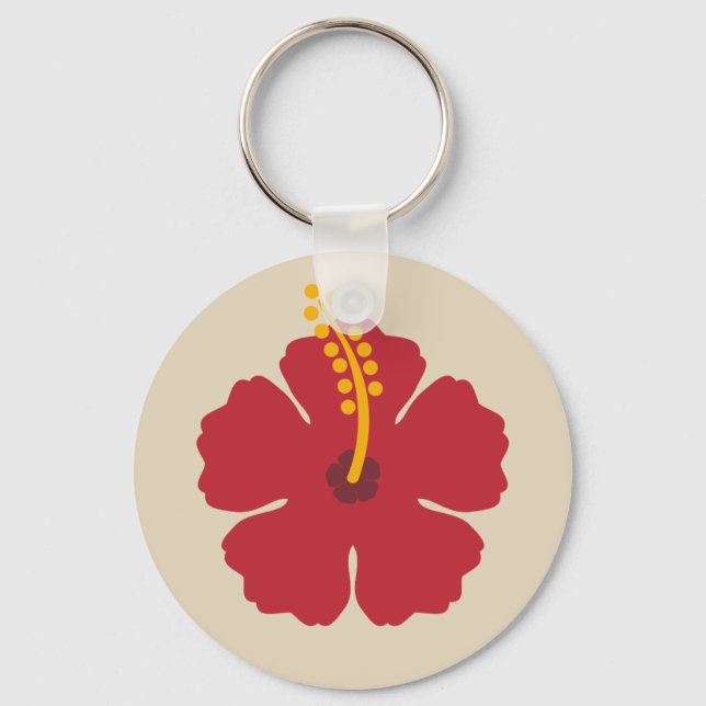 Red Hibiscus Flower Keychain (Front)