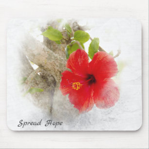 red hibiscus flower macro mouse pad