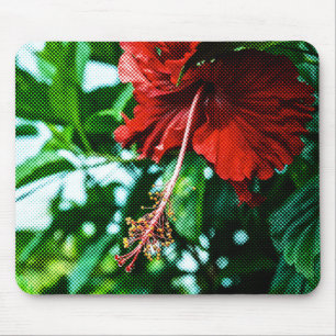 Red Hibiscus Flower Mouse Pad