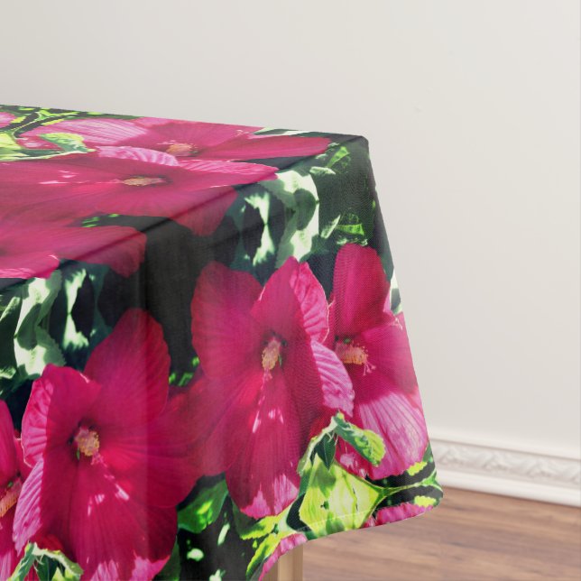 Red Hibiscus Flower Pair Abstract Pattern Tablecloth (In Situ)