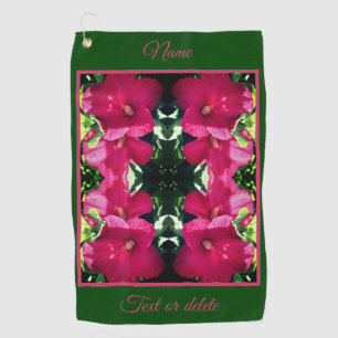 Red Hibiscus Flower Pair Abstract Personalized Golf Towel