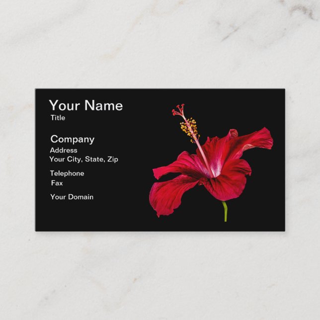 Red Hibiscus Flower Side View Business Card (Front)